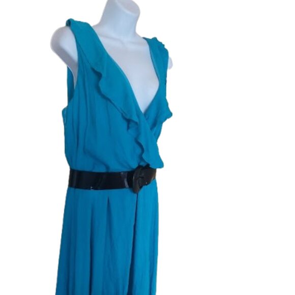 Long Bright Blue Sleeveless Dress Size 18 - 20 New NWT - Picture 4 of 7